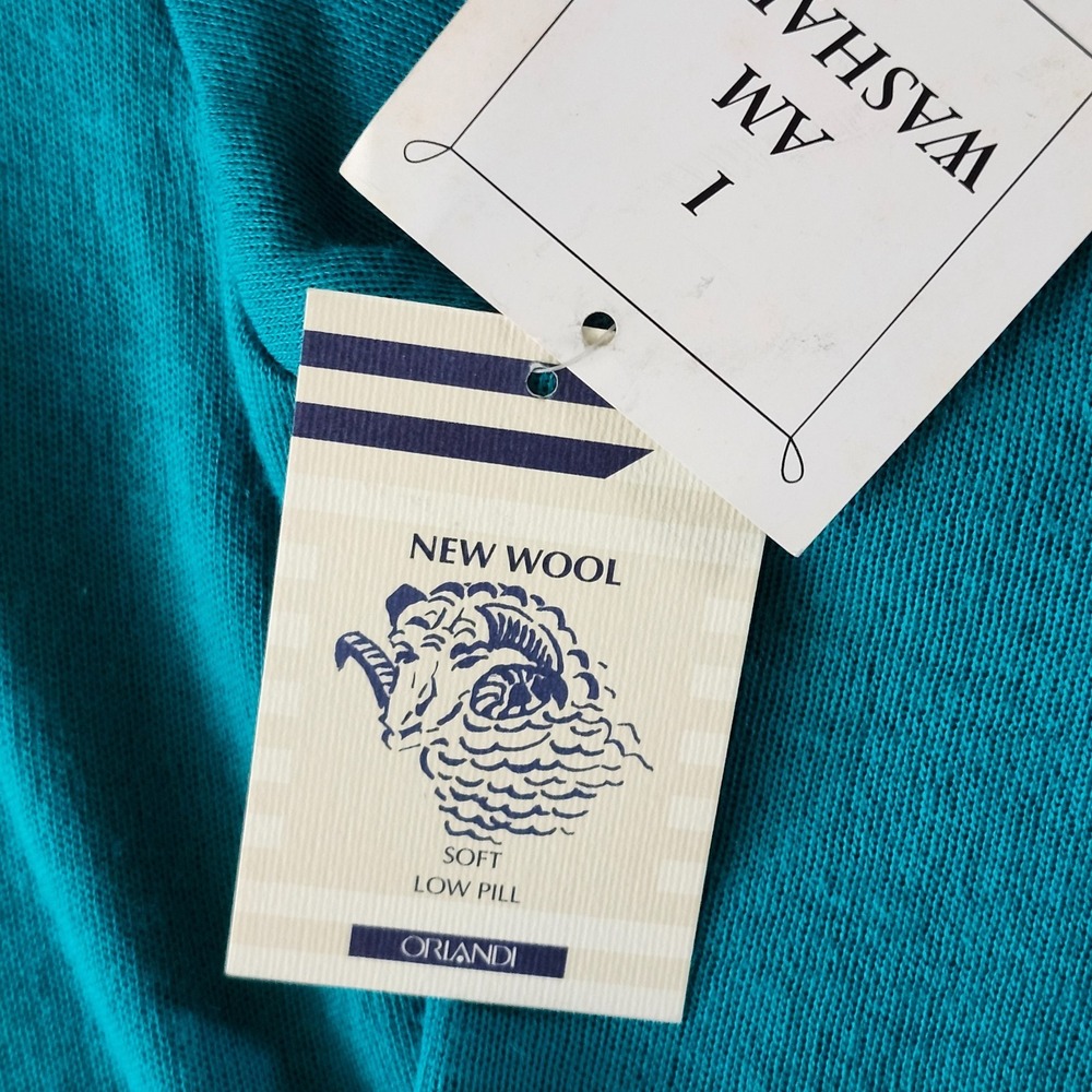 VTG I.K.C. Green Italian Orlandi Wool Blend Mock Neck Knit Sweater Dress M‎ New - Picture 9 of 16